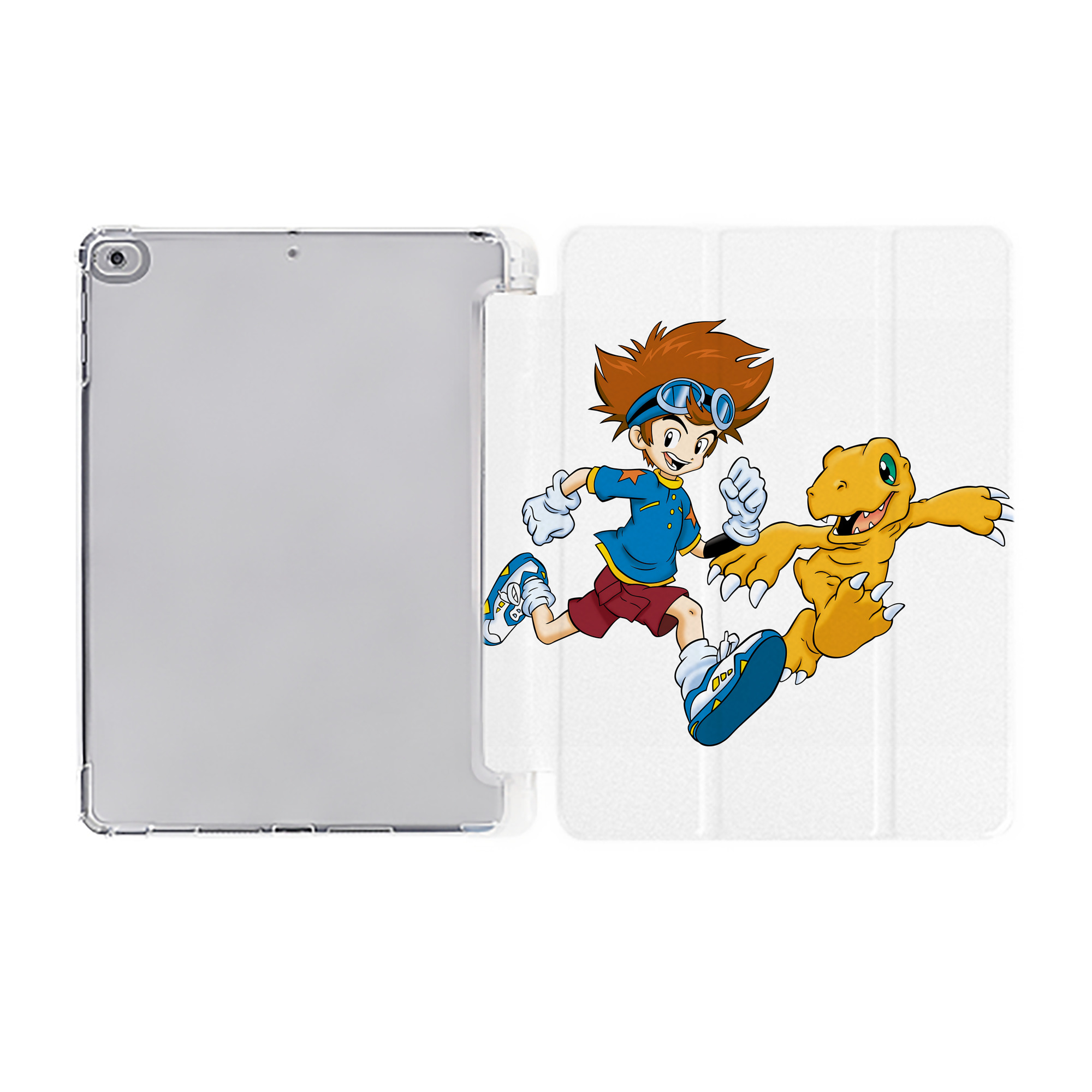 （画像用） Digimon デジタルモンスター/デジモン IPad ケース ペン収納付き 三つ折りスタンド PUレザー×シリコン 対応機種9.5/10.5/10.9インチ